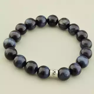 Браслет на резинці Котяче око 18 см (родій)