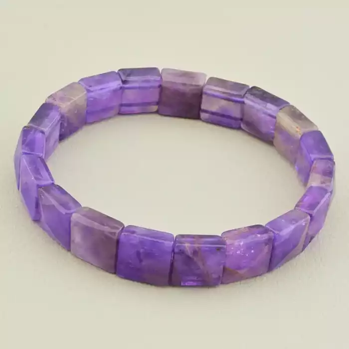 🏷️️ Браслет на резинці Аметист 19.5 см ss_106359
