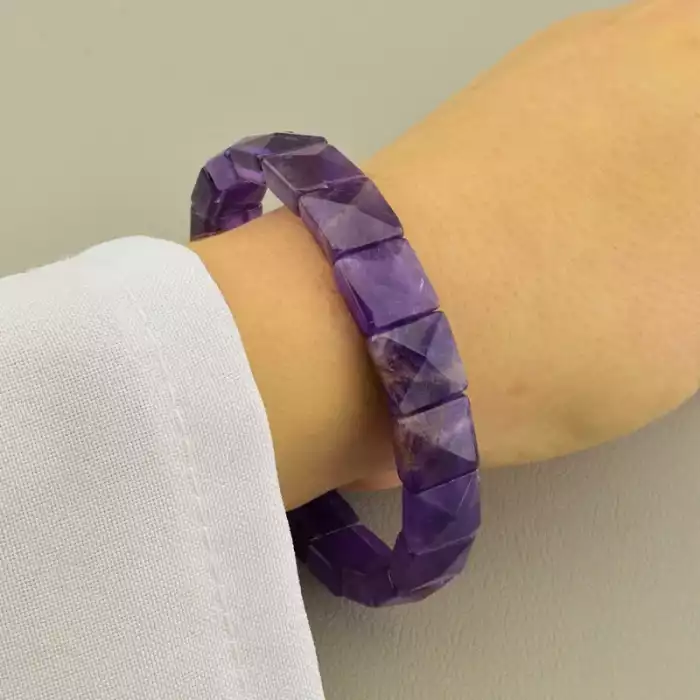 🏷️️ Браслет на резинці Аметист 19.5 см ss_106359