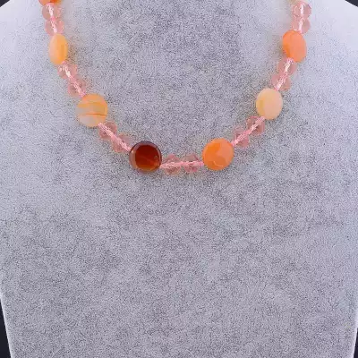 🏷️️ Намисто Сердолік, Чеський кришталь 50 см F-82420