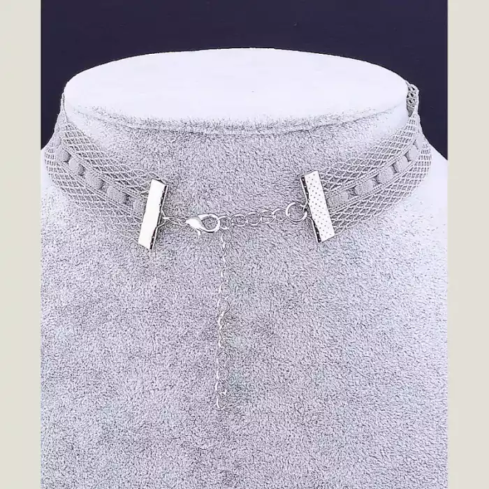 🏷️️ Чокер сірий FJ тканина 30 см (застібка карабін) ss_35582