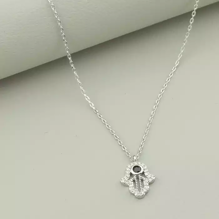 🏷️️ Підвіска Хамса Saiya Фіаніт 41 см (родій) ss_92464