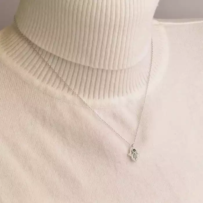 🏷️️ Підвіска Хамса Saiya Фіаніт 41 см (родій) ss_92464