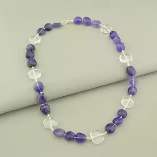 Намисто Гірський кришталь, Аметист 53 см.