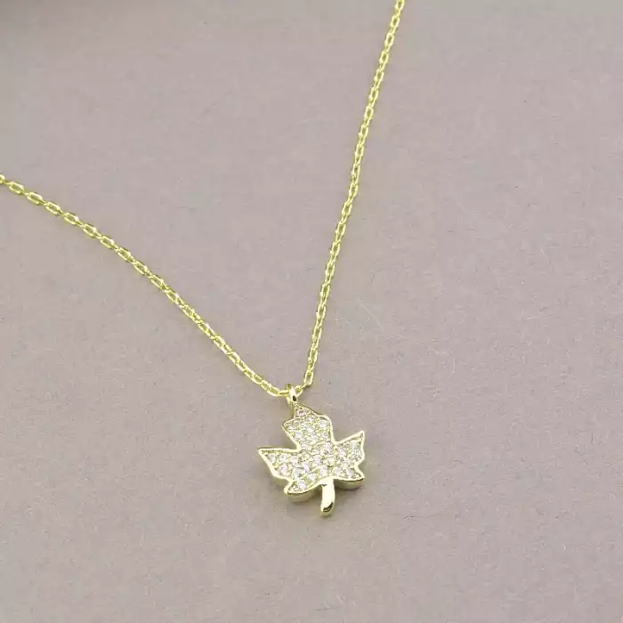 🏷️️ Підвіска кленовий лист Saiya Фіаніт 41 см (позолота 18к лимонна) ss_93978