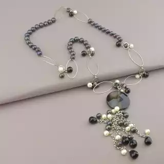 Намисто Перли, Агат, Чеський кришталь 82 см.