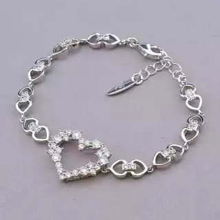 Браслет з карабіном Xuping Фіаніт 17 см (родій)