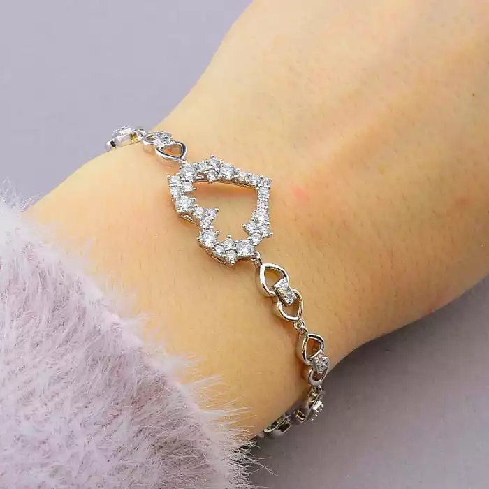 🏷️️ Браслет з карабіном Xuping Фіаніт 17 см (родій) ss_79202