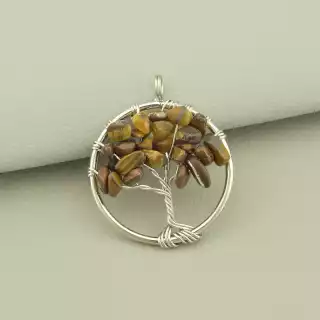 Кулон дерево Тигрове око 28x28мм.