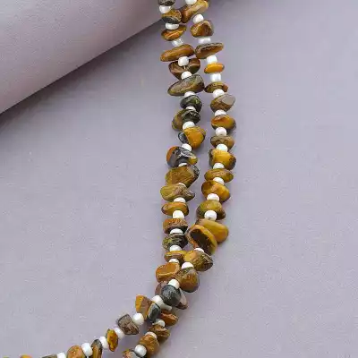 🏷️️ Намисто Тигрове око, Бісер 92 см. F-89220