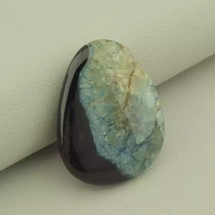 🏷️️ Кабошон агат (43х30 мм, чорний, блакитний, природні дефекти) ss_105034