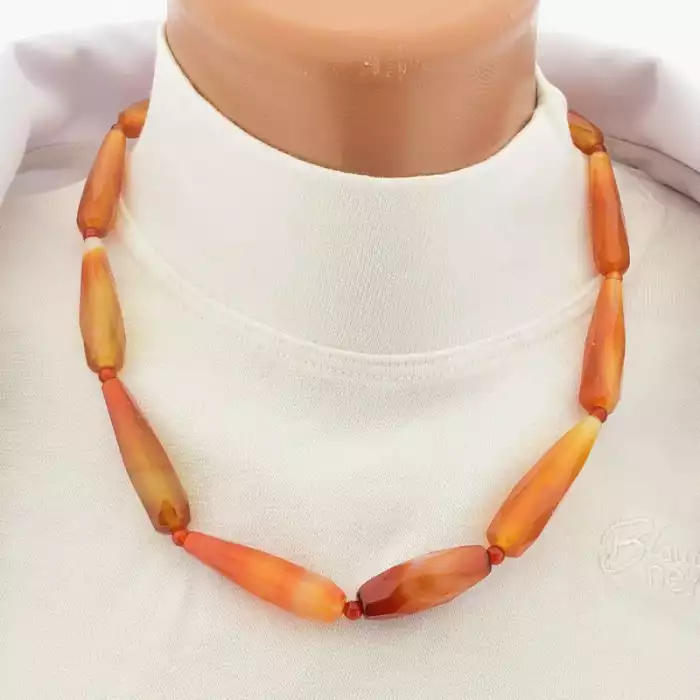 🏷️️ Намисто сердолік (47 см, карабін, сталь, коричневий, срібний) ss_105136