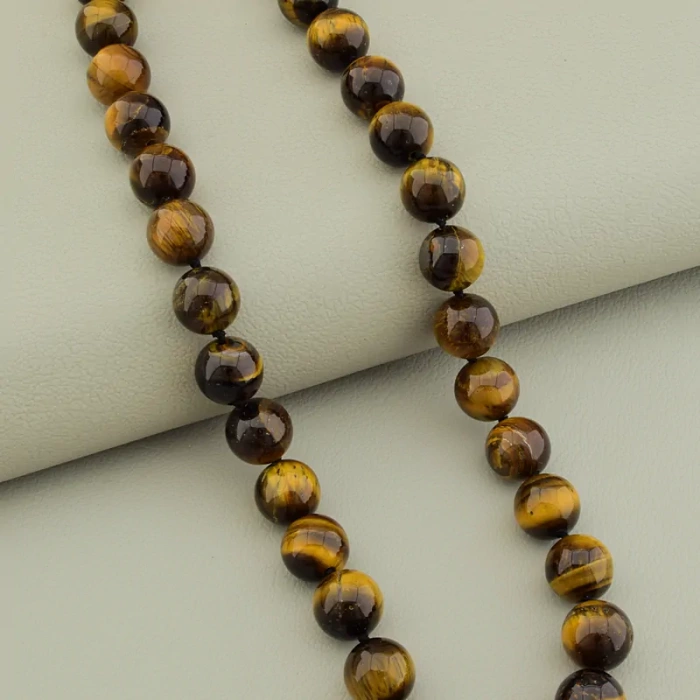 🏷️️ Намисто тигрове око (45 см, з карабіном, сталь, 10,5 мм, коричневий, срібний) ss_105343