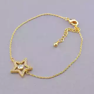 Браслет з карабіном Xuping Фіаніт 17 см (позолота 18к)