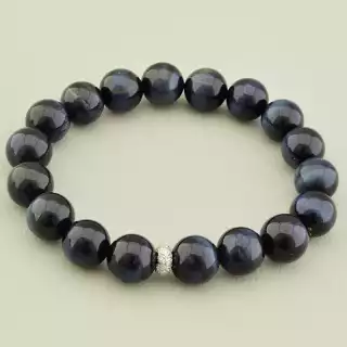 Браслет на резинці Котяче око 18 см (родій)