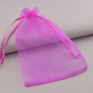 Мішечок з органзи подарунковий 160х111 мм (малиновий, на шнурку)
