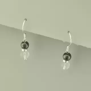 Сережки петля Гірський кришталь, Гематит (срібло 925 проба)