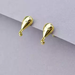 Сережки пусети Xuping Фіаніт (позолота 18к лимонна)