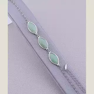 Браслет з карабіном Нефрит 19 см