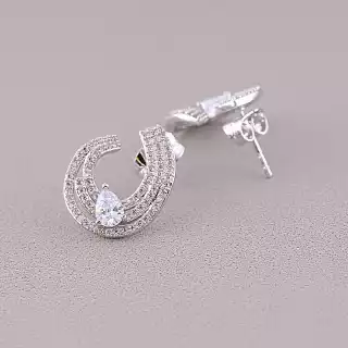 Сережки пусети Xuping Фіаніт (родій)