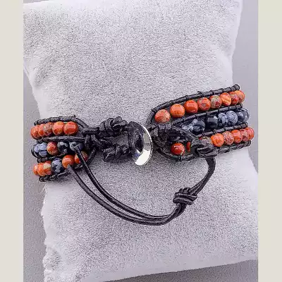 🏷️️ Браслет Chan Luu Яшма 25 см шкіра F-14817