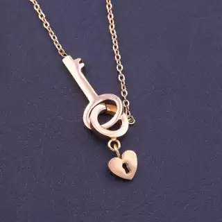 Підвіска ключ з замочком Stainless Steel (позолота 18к)