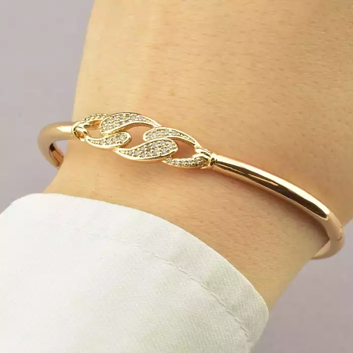 🏷️️ Браслет шарнірний Xuping Фіаніт 18 см (позолота 18к) ss_64650