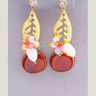 Сережки пусети Hand Made Сердолік