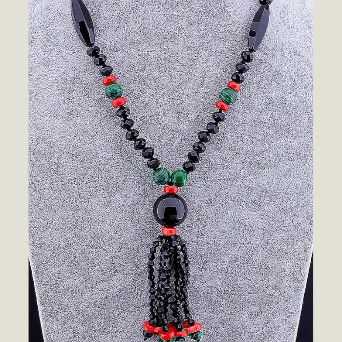🏷️️ Намисто Агат, Корал, Малахіт 65 см ss_54256
