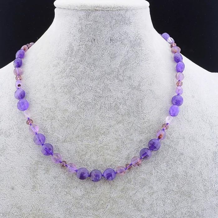 🏷️️ Намисто Аметист, Чеський кришталь 49 см. ss_86499