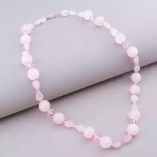 Намисто Рожевий кварц сталь 52 см.