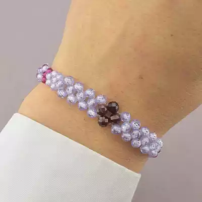 🏷️️ Браслет з карабіном Гранат, Циркон, Кварц 18 см. F-94845