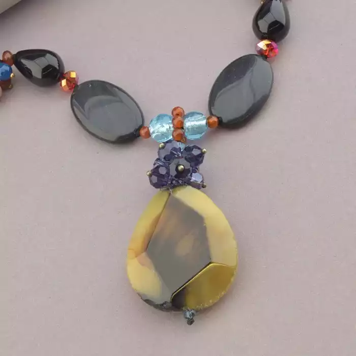 🏷️️ Намисто Агат, Сердолік, Чеський кришталь 64 см. ss_88888