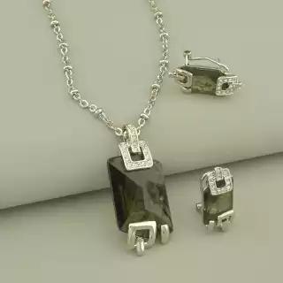 Підвіска+Сережки Фіаніт 40 см.