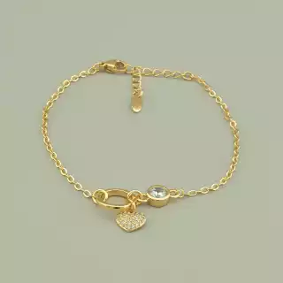 Браслет з карабіном Xuping Фіаніт 17 см. (позолота 18к)