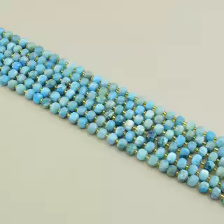 Намистини з ларімаром бірюзова, 38 см (натуральне каміння, без застібки)