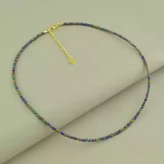 Підвіска з бісером (43 см, бензиново-жовтий, карабін)