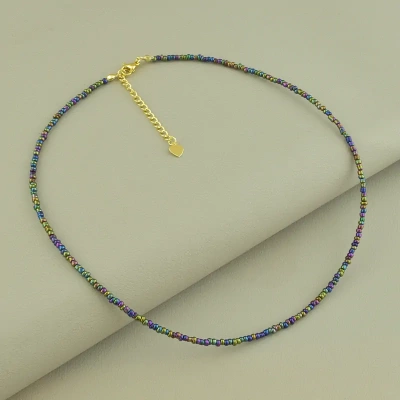 Підвіска з бісером (43 см, бензиново-жовтий, карабін)