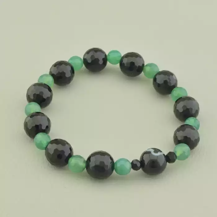 🏷️️ Браслет резинка Агат, Чеський кришталь 16 см. ss_97667