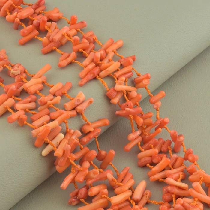 🏷️️ Намисто з коралів агат (50 см, з петлею, 9х4 мм, оранжевий, чорний) ss_105344