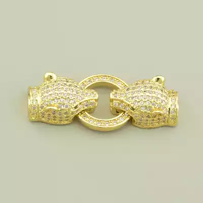 Застібка Фіаніт 35х15мм. (позолота 18к лимонна)