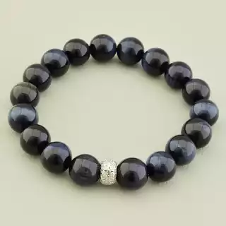 Браслет на резинці Котяче око 18 см (родій)