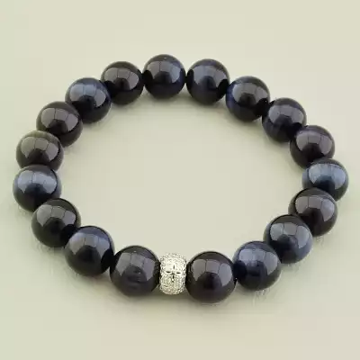 Браслет на резинці Котяче око 18 см (родій)