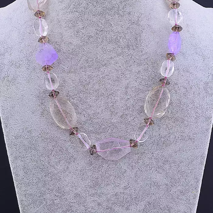 🏷️️ Намисто Гірський кришталь, Аметист 54 см ss_72517