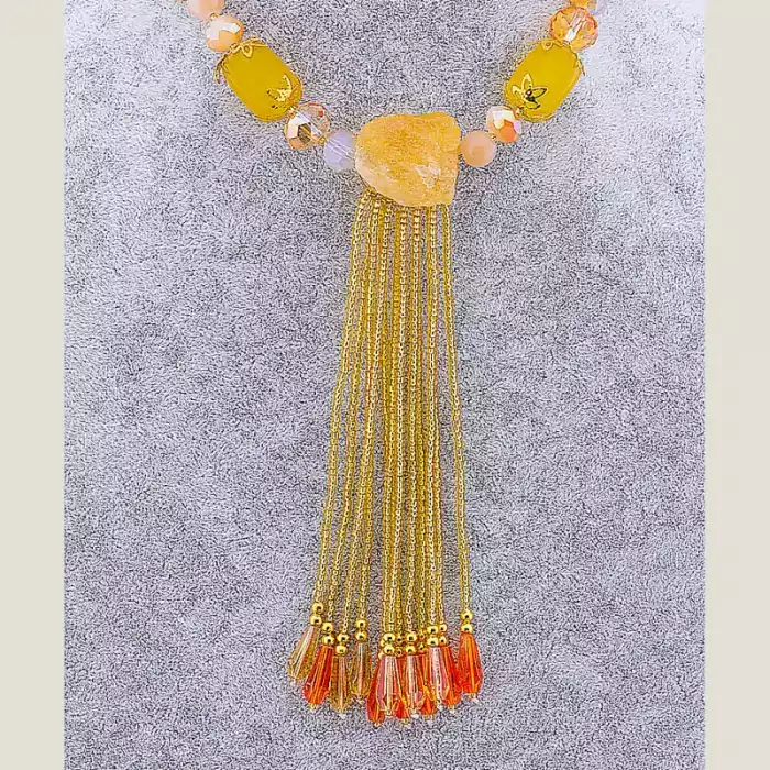 🏷️️ Намисто Цитрин, Чеський кришталь 43 см ss_74535