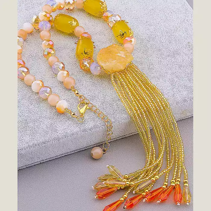 🏷️️ Намисто Цитрин, Чеський кришталь 43 см ss_74535