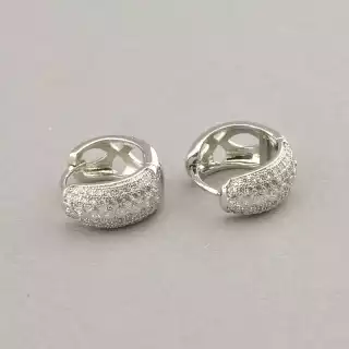 Сережки кільця Pataya Фіаніт (родій)