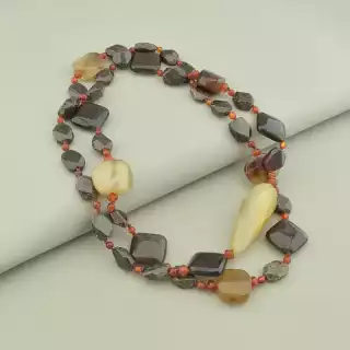 Намисто Агат, Гранат, Раухтопаз 100 см