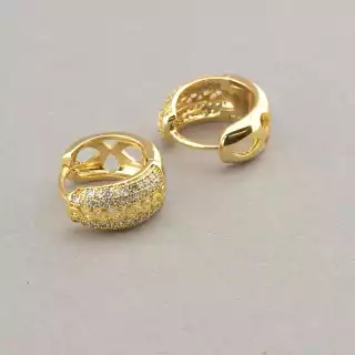 Сережки кільця Pataya Фіаніт (позолота 18к)