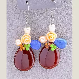 Сережки петельки Hand Made Сердолік